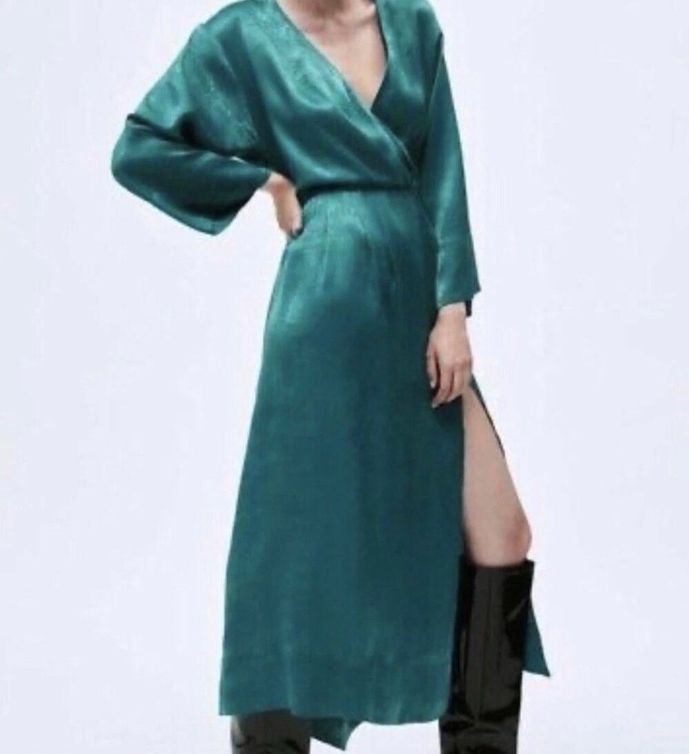 Zara Satin Effect Midi Dress
